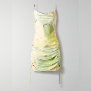 Aritzia- Wilfred Only Ruched Dress in Marsh & Honeydew Green Size Small.